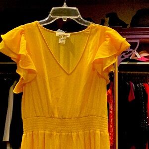 Jessica Simpson Golden Yellow Ruffled and Tiered Dress Sz Large. New.